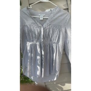 Sundance Catalog Solitude  Top Blouse Blue Blouson Catalog Southwestern Shirt Sm